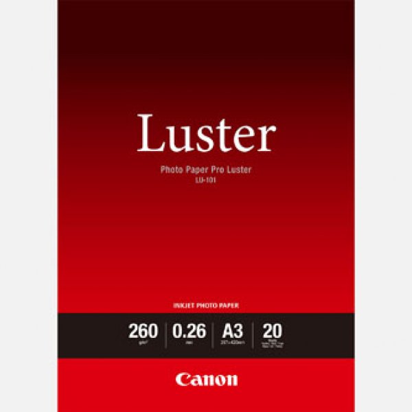 Canon Photo Paper Pro Luster LU-101 - Třpytivý - 260 mikronů - A3 (297 x 420 mm) - 260 g/m2 - 20 listy fotografický papír - pro PIXMA PRO-1, PRO-10, PRO-100