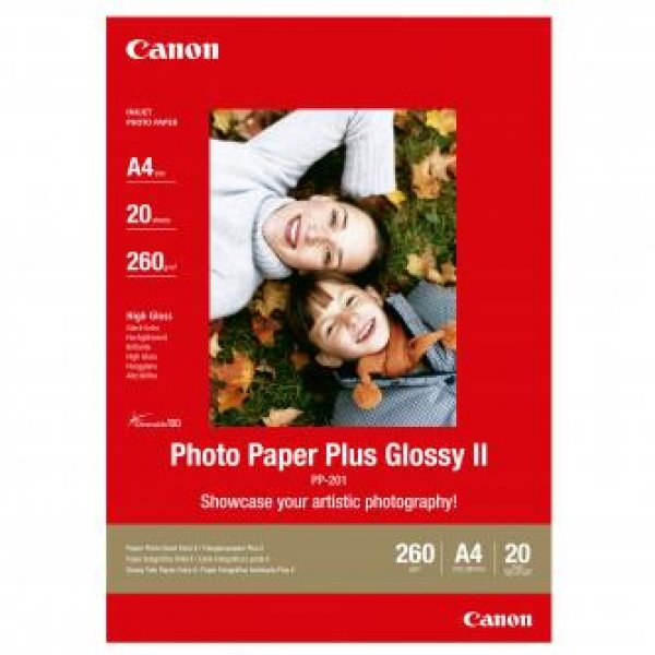 Canon Photo Paper Plus Glossy II PP-201 - Lesklý - A4 (210 x 297 mm) - 275 g/m2 - 20 listy fotografický papír - pro PIXMA iP100, iP2600, iP2700, iX7000, MG2555, MG8250, MX850, PRO-1, PRO-10, 100, TS7450