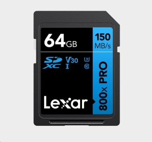 Lexar SDXC 800x Pro UHS-I cards, C10 (V30) U3, R150, 64GB