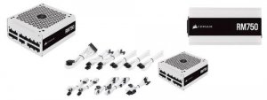CORSAIR zdroj 750W RM750 WHITE 80Plus GOLD modulární (bílý model 2021) certifikace s aktivnim PFC, tichý režim bez točení ventilátoru (semi-pasivní zdroj, ventilátor 140 mm)