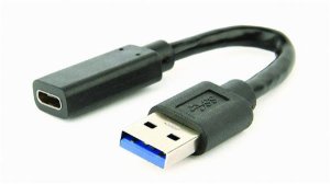 Gembird adaptér USB-C (F) na USB A 3.0/2.0 (M), 0.1m kabel, černý