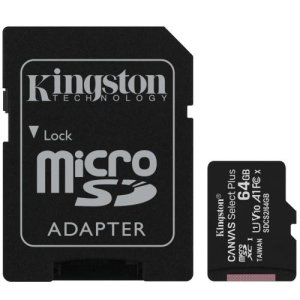 Kingston MicroSDXC karta 64GB Canvas Select Plus, U1, V10, A1, SD Adaptér