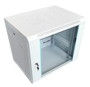XtendLan 19" nástěnný rozvaděč 9U, šířka 600mm, hloubka 450mm, nosnost 60 kg, skleněné dveře, svařovaný, šedý