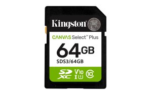 Kingston paměťová karta 64GB Canvas Select Plus Gen 3 SDXC 150R U1 UHS-I C10 V10