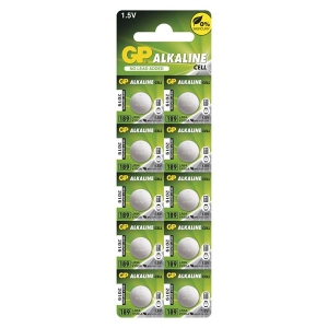 Baterie alkalická, knoflíková, AG10, LR54, LR1130, V10GA, 1.5V, GP, blistr, 10-pack