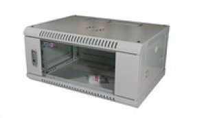 LEXI-Net 19" nástěnný rozvaděč 4U 600x450, nosnost 60 kg, skleněné dveře, rozložený, šedý