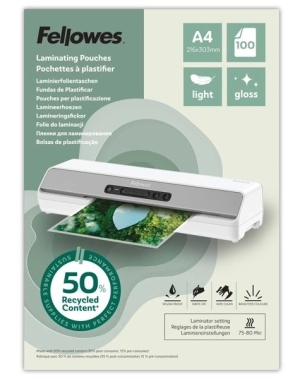 Laminovací fólie Fellowes A3 80 mic z recyklovaného materiálu (50%), lesklé