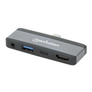 MANHATTAN Dokovací stanice USB-C 4v1, HDMI, USB-C PD 100W, USB-A 3.0, 3.5mm Jack