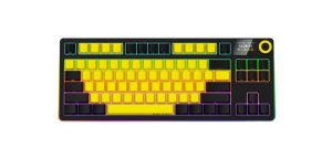 LORGAR Klávesnice KBP70TKLW, TKL mechanická, 75%, bezdrátová herní, černá/žlutá, CS