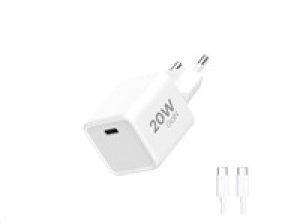 WG - Síťová nabíječka 1x USB-C PD 20W, 5V-9V-12V, kabel Type-C na Type-C, bílá