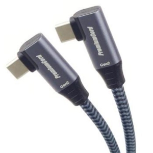 KABEL USB USB-C 2x zahnutý kabel ( USB 3.2 GEN 2x2, 5A, 100W, 20Gbit/s ) bavlněný oplet, 0,5m