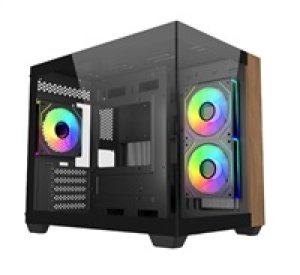 Cooler Master case Elite 481 Wood, mATX, Průhledná bočnice, 3x 120mm ARGB Fan, Černá