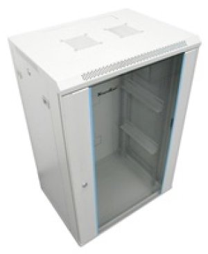XtendLan 19" nástěnný rozvaděč 15U 600x600, nosnost 60 kg, skleněné kouřové dveře, rozložený, šedý