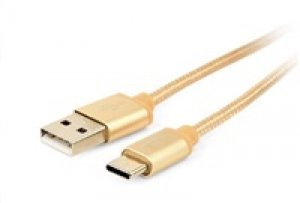 GEMBIRD Kabel USB na USB-C kabel (AM/CM), 1,8m, opletený, zlatý, blister