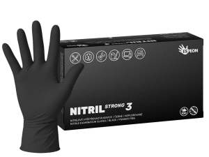 Rukavice NITRIL STRONG3, 100 ks, nepudrové, černé S