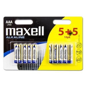 Baterie alkalická, AAA (LR03), AAA, 1.5V, Maxell, blistr, 10-pack