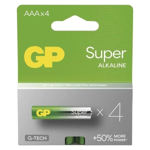 Baterie alkalická, AAA (LR03), AAA, 1.5V, GP, blistr, 4-pack, SUPER