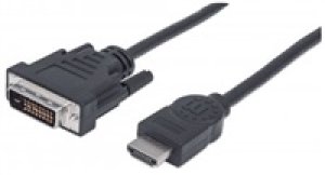 MANHATTAN kabel HDMI Male to DVI-D 24+1 Male, Dual Link, Black, 1,8m