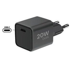 WG - Síťová nabíječka GaN 1x USB-C, PD 20W, 5V-9V-12V, černá