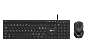 Klávesnice C-TECH KBM-108, drátový combo set s myší, multimediální, USB, CZ/SK