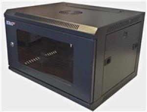 LEXI-Net 19" nástěnný rozvaděč 9U 600x450, nosnost 60 kg, skleněné dveře, rozložený, černý