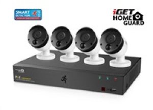 iGET HOMEGUARD HGNVK85304 Kamerový PoE systém se SMART detekcí pohybu, 8-kanálový FullHD NVR + 4x FullHD venkovní kamera