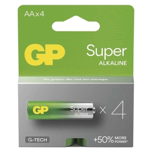 Baterie alkalická, AA (LR6), AA, 1.5V, GP, blistr, 4-pack, SUPER
