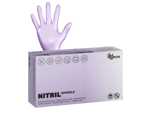 Rukavice NITRIL SPARKLE S, nepudrované, 100 ks, perleťově fialové