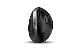 Genius Myš Ergo 8250S, 1600DPI, 2.4 [GHz], optická, 6tl., bezdrátová, černo-stříbrná, 1 ks AA, vertikální