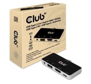 Club3D Multiport USB-C 3.1 na 3x HDMI 2.0b + 1 USB 2.0 + USB-C charge + audio jack female