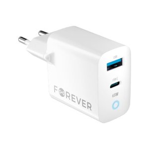 Rychlonabíječka do sítě Forever GaN TC-06-65AC PD QC 1x USB-C 1x USB 65W bílá