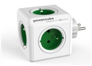 Rozbočovací zásuvka 240V, CEE7 (vidlice) - POWERCUBE, 0.1m, ORIGINAL, zelená, POWERCUBE, 5 zásuvek, dětské pojistky