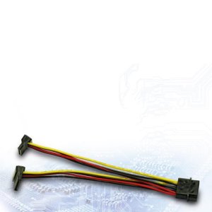 INTER-TECH kabel 1x Molex na 2x SATA napájení, 15cm, zalomené konektory 90°