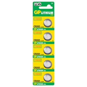 Baterie lithiová, knoflíková, knoflíková, CR2032, 3V, GP, blistr, 5-pack