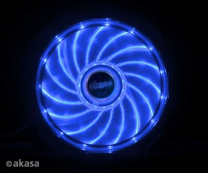 AKASA ventilátor Vegas 120x120x25mm, 1200RPM podsvícený, 15xLED, modrý