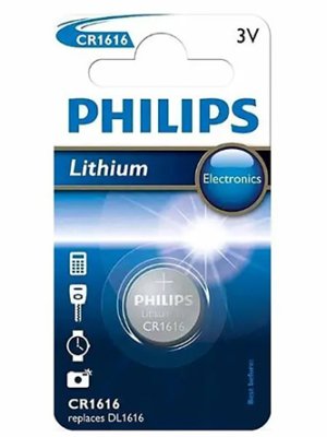 Baterie lithiová, CR1616, CR1616, 3V, PHILIPS, blistr, 1-pack, CR1616/00B, knoflíková, CR1616, DL1616