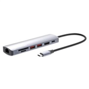 MANHATTAN Dokovací stanice USB-C 7v1, HDMI, USB-C PD 100W, 2xUSB-A 3.1, SD/microSD, RJ45