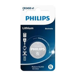 Baterie lithiová, CR2450, CR2450, 3V, PHILIPS, blistr, 1-pack, CR2450/10B, knoflíková, DL2450