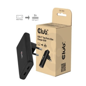 Club3D cestovní nabíječka 65W GAN Technologie, 2 porty (2xUSB-C), PPS, PD 3.1