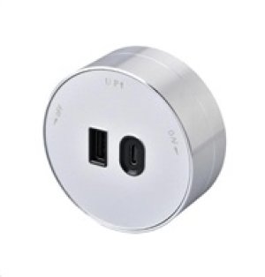 Viking zásuvkový modul A60, 1x USB-A, 1x USB-C, PD, stříbrná