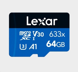 Lexar paměťová karta 64GB High-Performance 633x microSDXC™ UHS-I, (čtení/zápis:100/45MB/s) C10 A1 V30 U3