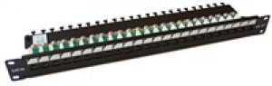 19" Patch panel LEXI-Net EXCLUSIVE 24port, UTP, 50µm, Cat5E, duální svorkovnice, černý