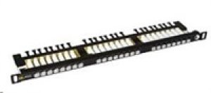 Solarix Patch panel 24xRJ45 CAT6 UTP s vyvazovací lištou černý 0,5U SX24HD-6-UTP-BK