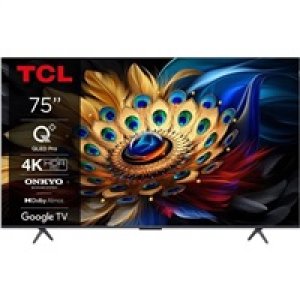 TCL 75C655 75" TV, 4K Ultra HD, QLED, Google TV, HDR, Bluetooth, WiFi, reproduktory ONKYO 2.1 se subwooferem