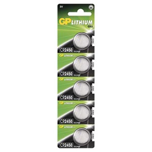 Baterie lithiová, knoflíková, knoflíková, CR2450, 3V, GP, blistr, 5-pack