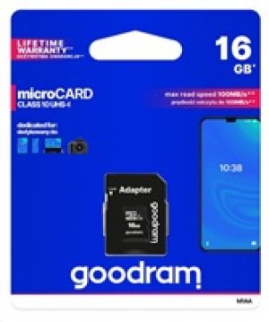 GOODRAM MicroSDHC karta 16GB M1AA, UHS-I Class 10, U1 + adaptér