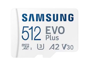 SAMSUNG micro SD card SDXC 512GB EVO PLUS (rozbalený) class10 UHS-I U3 V30 (+ 1x adapter microSD na SD)