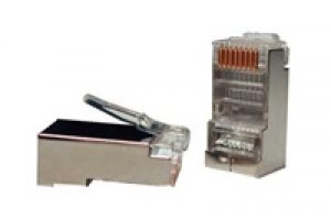 Konektor STP RJ45 (8p8c), Cat5E, 30µm, drát - 100 ks