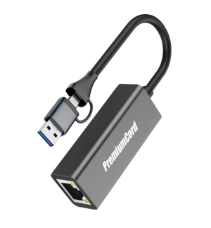 PremiumCord Adaptér USB-C a USB-A na Gigabit 10/100/1000Mbps 15cm