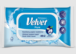 VELVET Vlhčený toaletní papír Pure, 48 ks